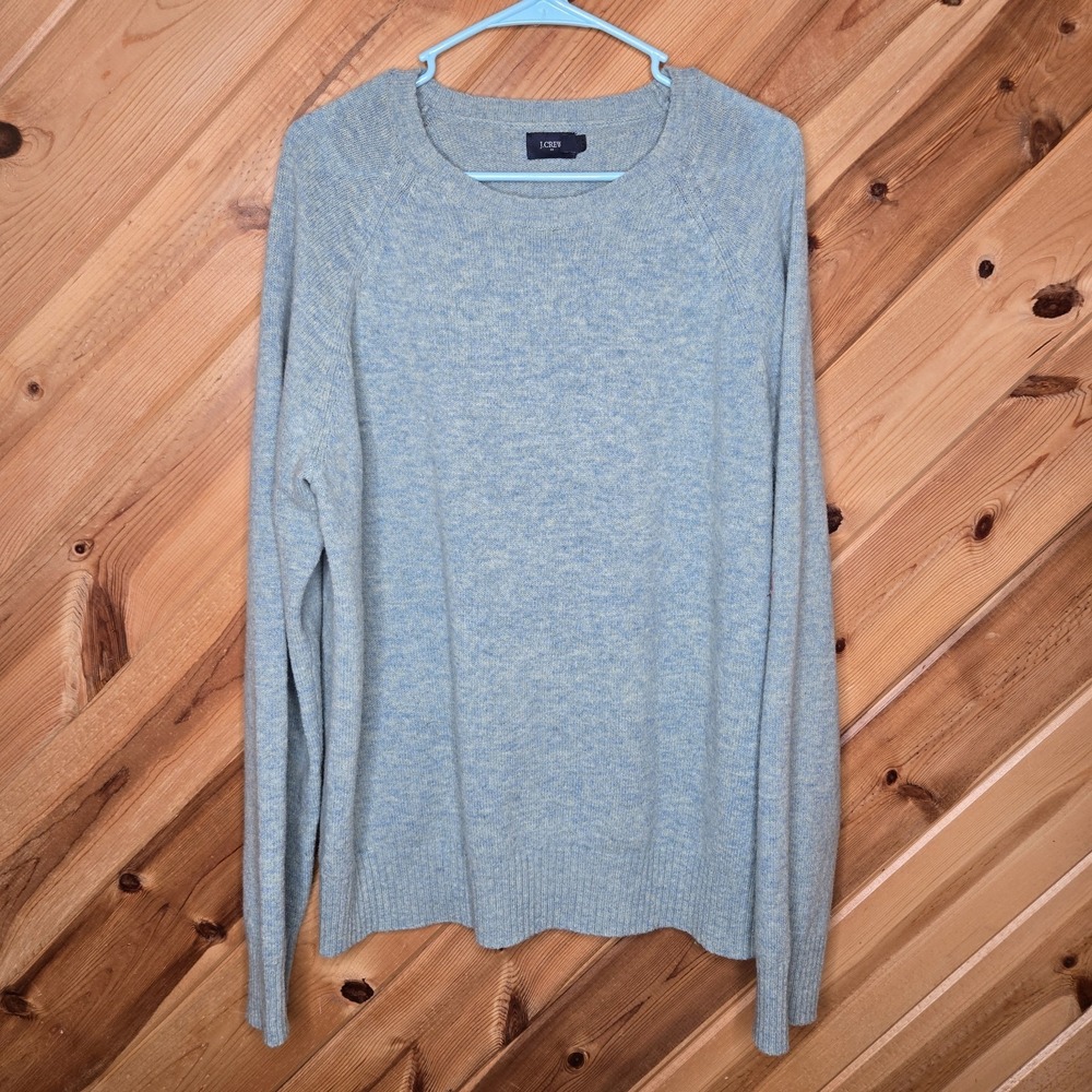 J. Crew 100% Lambs Wool Mens Crew Neck Sweater Pullover Green‎ Large